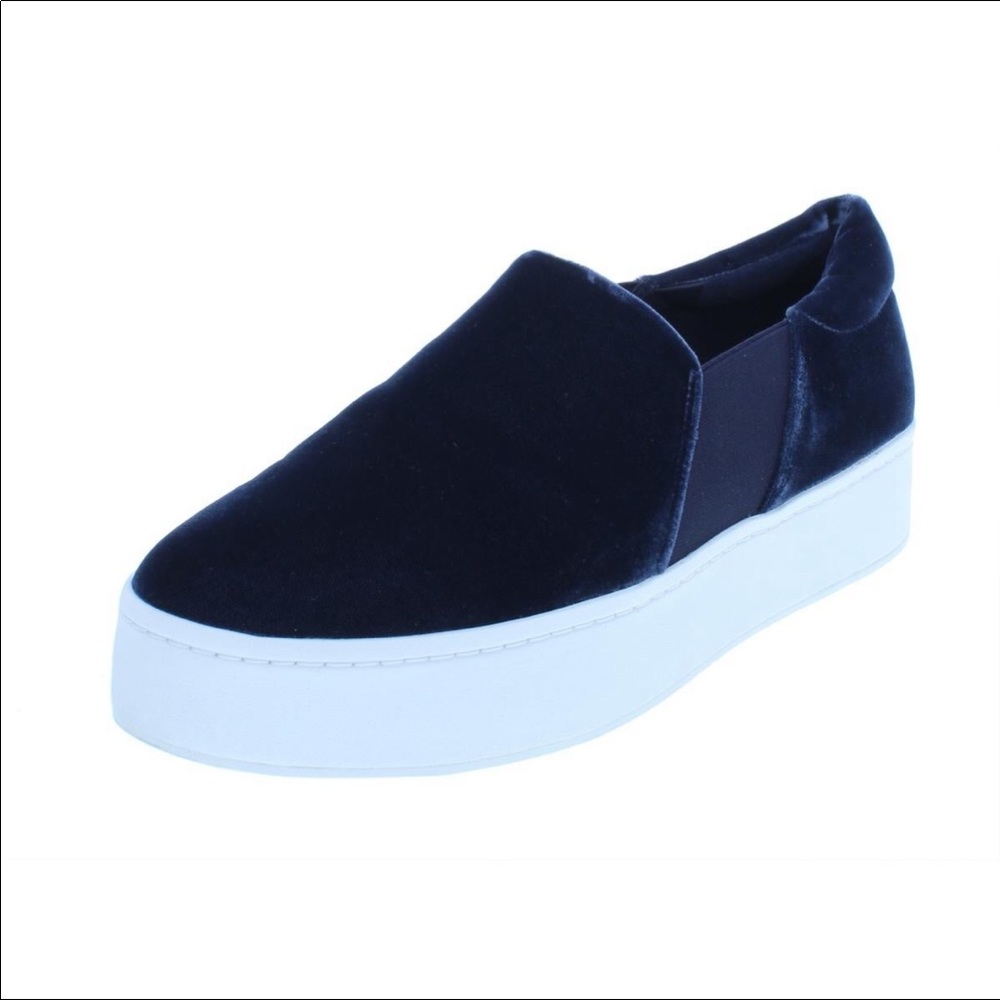 Vince Warren Navy Suede Slip On Platforms
